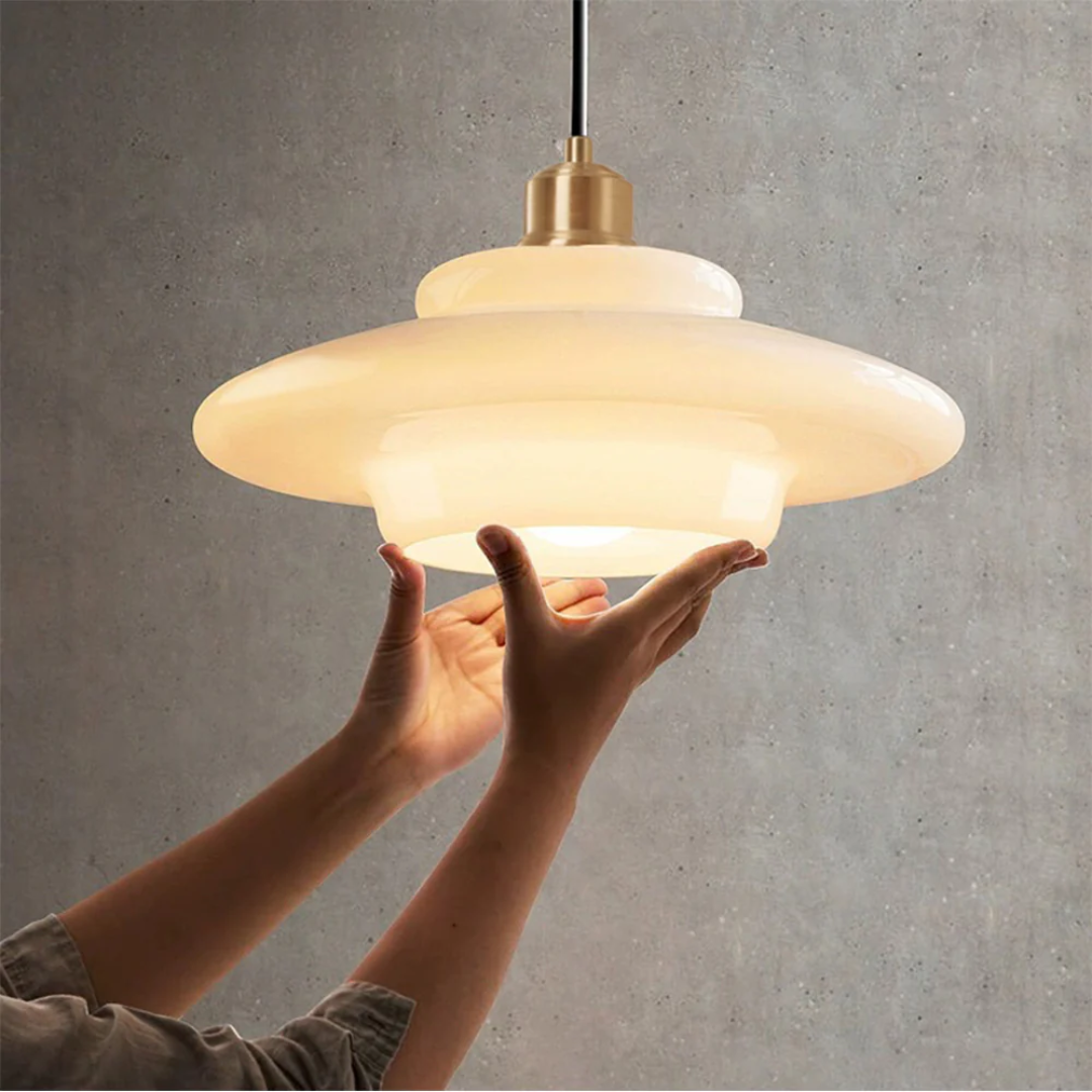Pendant Light Glass Adjustable 120.0 cm Cream Gold Dining Room Kitchen Island Hanging Ceiling Lamp | Thomler