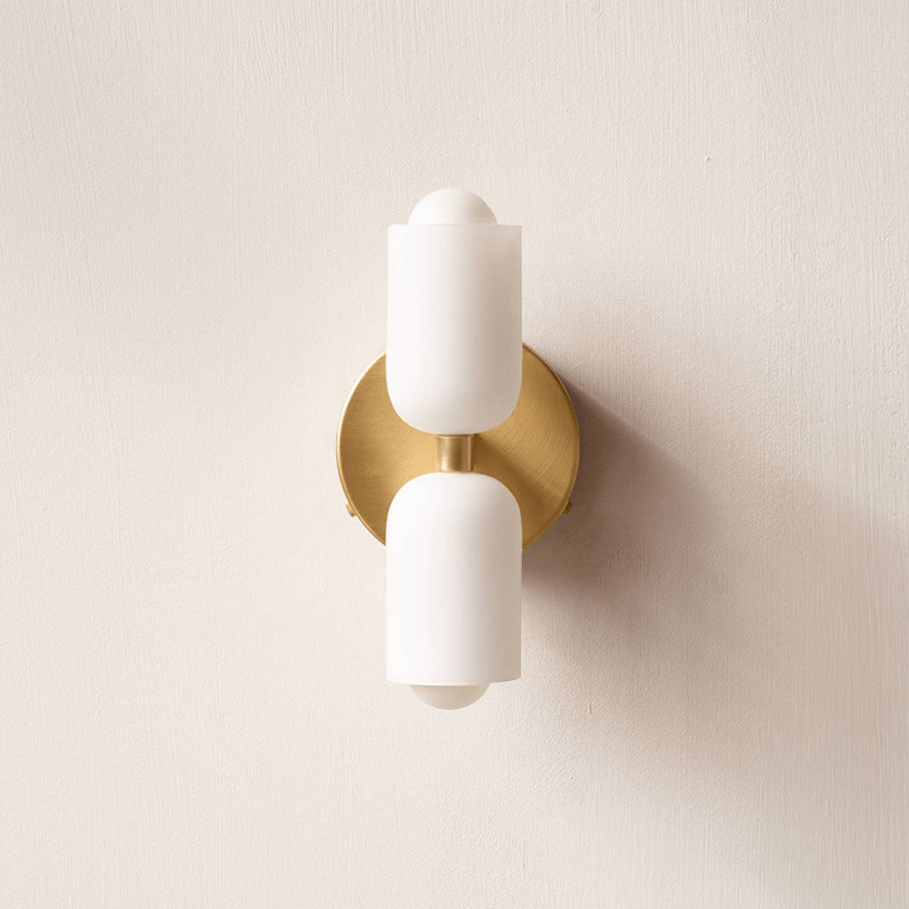 Dual-Beam Acrylic Wall Sconce with Warm Glow and Cream Diffuser for Living Room Hallway Bedroom Entryway | Thomler