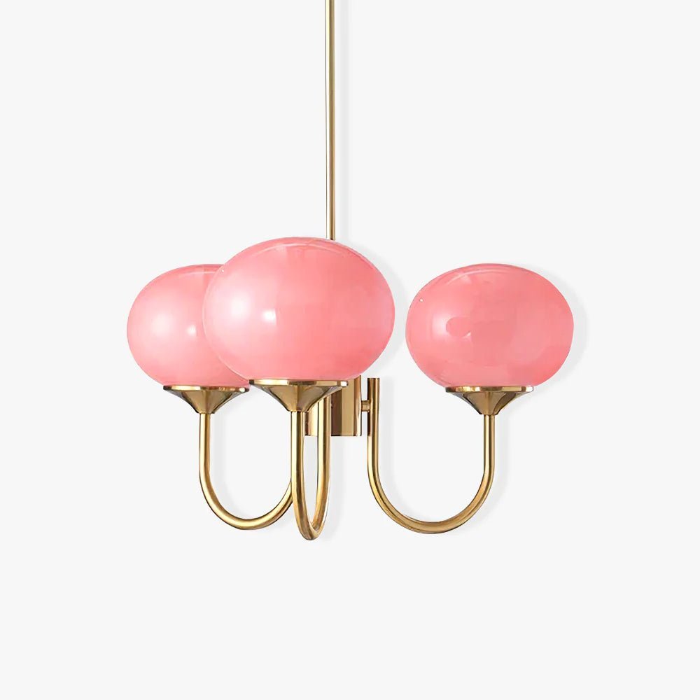 Handblown Glass Globe Chandelier with Gold or Chrome Finish – 3 or 5 Light Dining Room Pendant for Kitchen Island, Bedroom, Living Room | Thomler