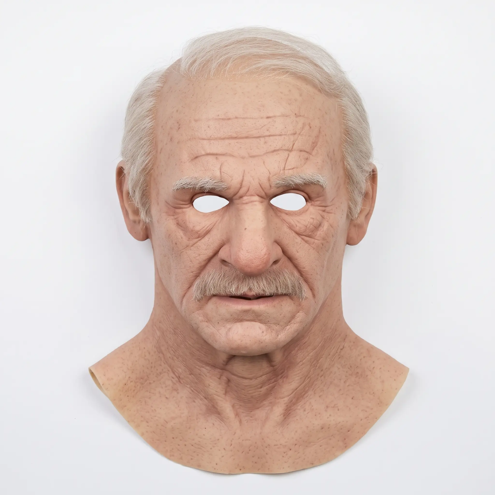 Elderly Character Latex Full-Head Costume Mask with Movable Jaw for Halloween, Theater, and Cosplay | Thomler