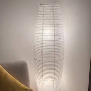 Floor Lamp Paper Shade 53.9 in Two Light White Black Bedroom Living Room Modern Standing Lighting | Thomler