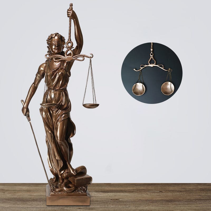 Decorative Sculpture Resin 30.0 cm Bronze Effect Office Desk Lady Justice Statue Legal Decor Home Library Ornament | Thomler