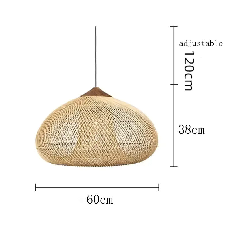 Pendant Light Rattan Handwoven E26 Boho Dining Room Kitchen Island Hanging Ceiling Fixture | Thomler