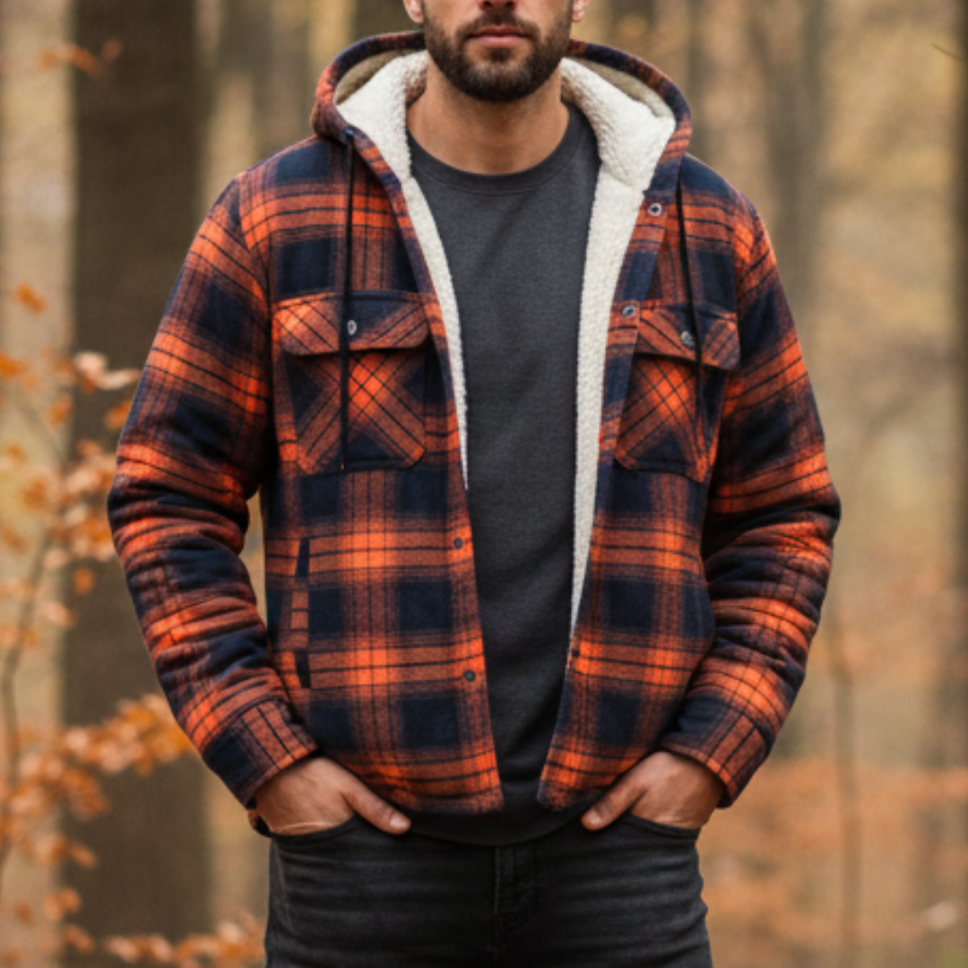 Hooded Flannel Shirt Jacket with Quilted Lining for Men – Thermal Button-Up Shacket for Fall & Winter | Thomler