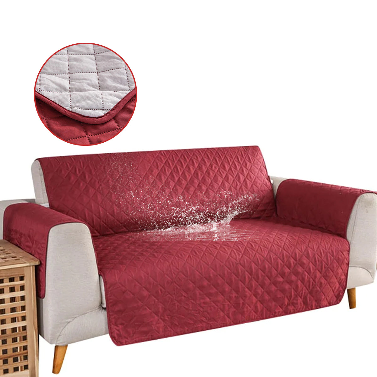 Sofa Cover Quilted Polyester Water Repellent Anti Slip Living Room Pet Protection Throw Protector | Thomler