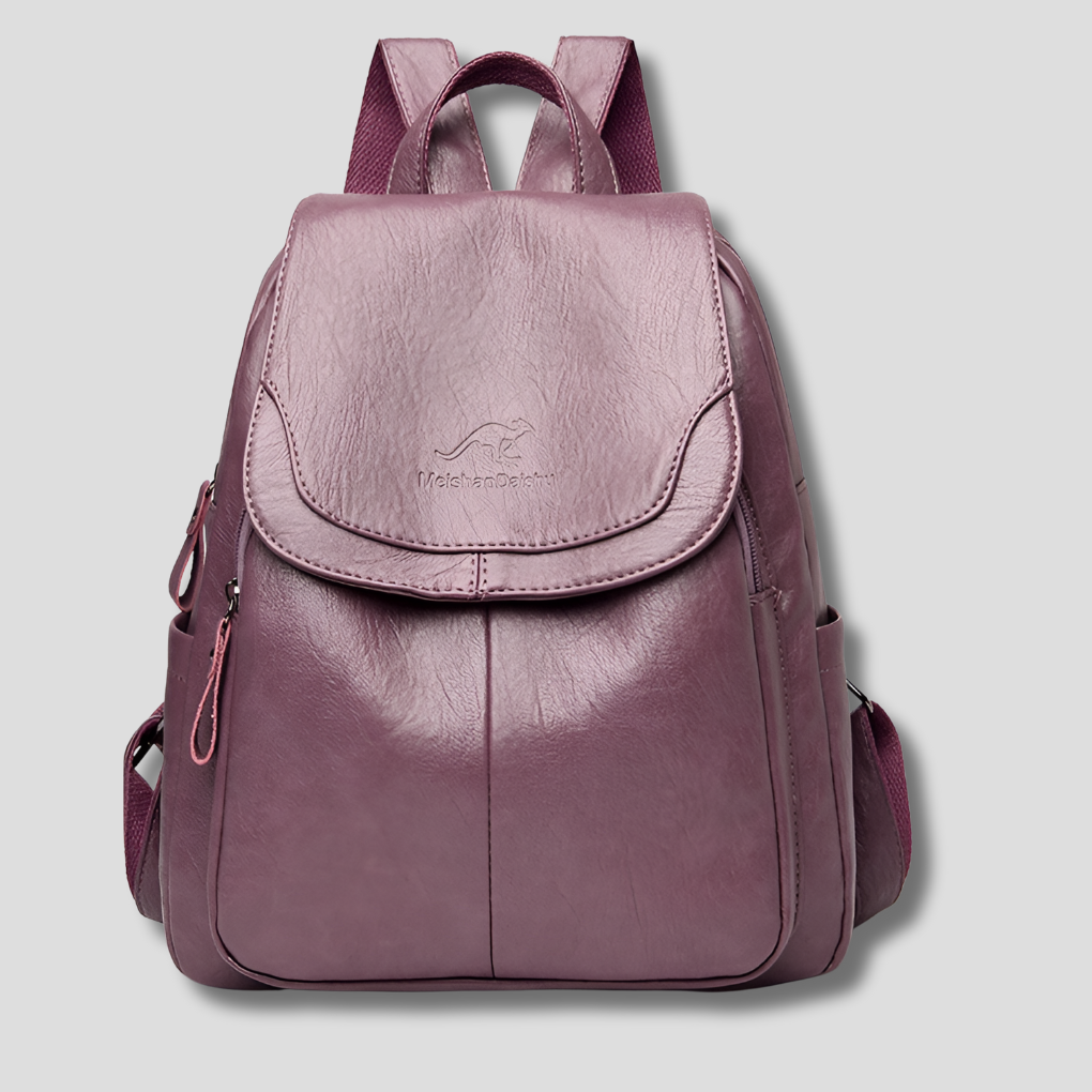 Women's Textured Leather Backpack with Security Features for Work, Travel & Daily Use | Thomler