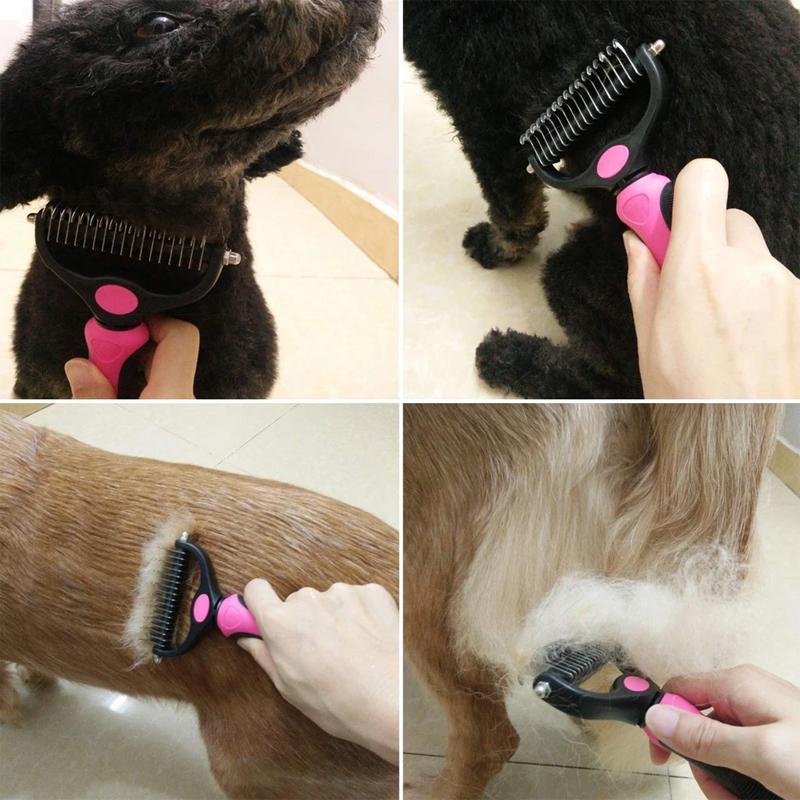 Dual-Blade Pet Deshedding Brush for Dogs & Cats – Stainless Steel Grooming Comb for Medium to Long Coats | Thomler