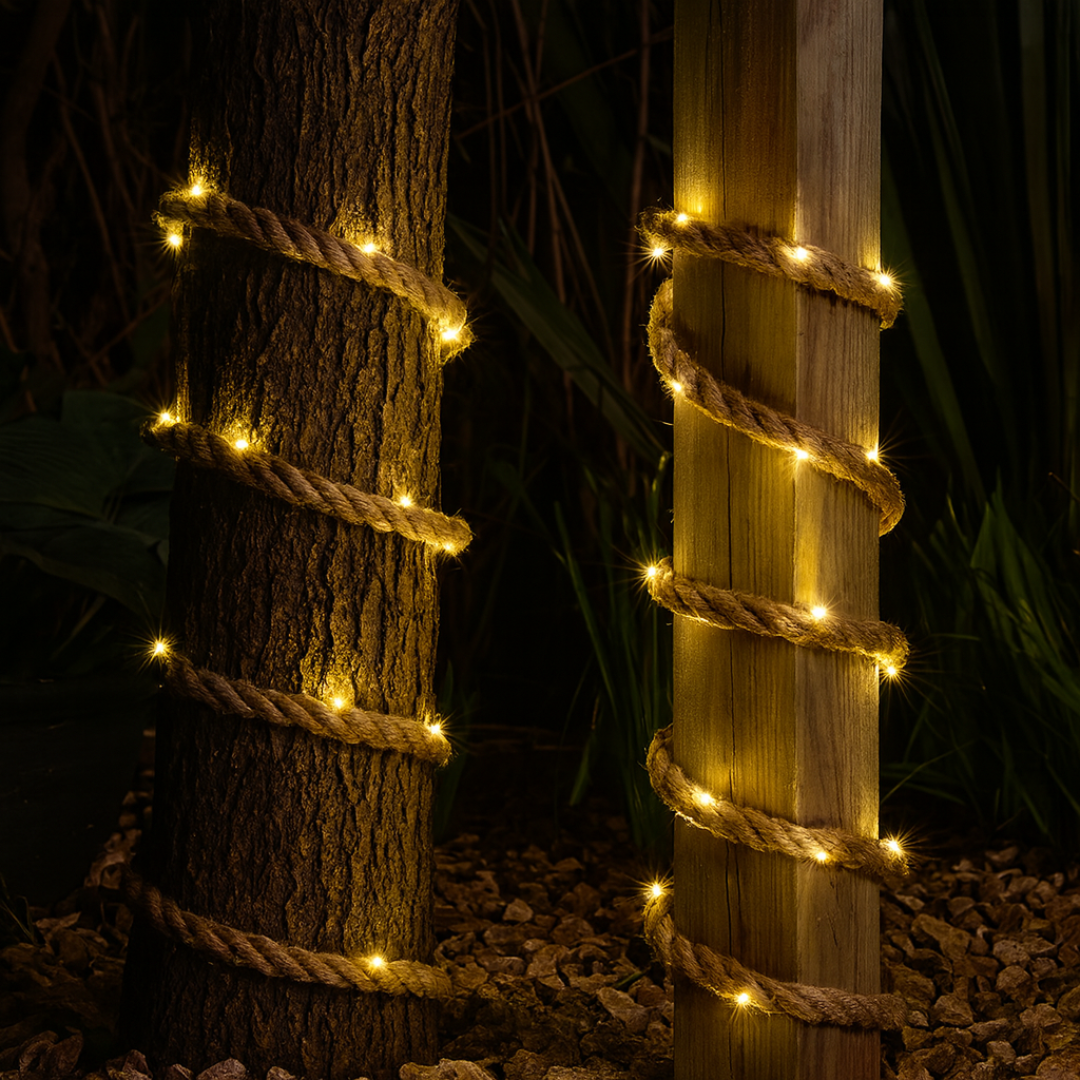 Solar-Powered Rope String Lights for Garden, Patio & Camping Decor | Thomler