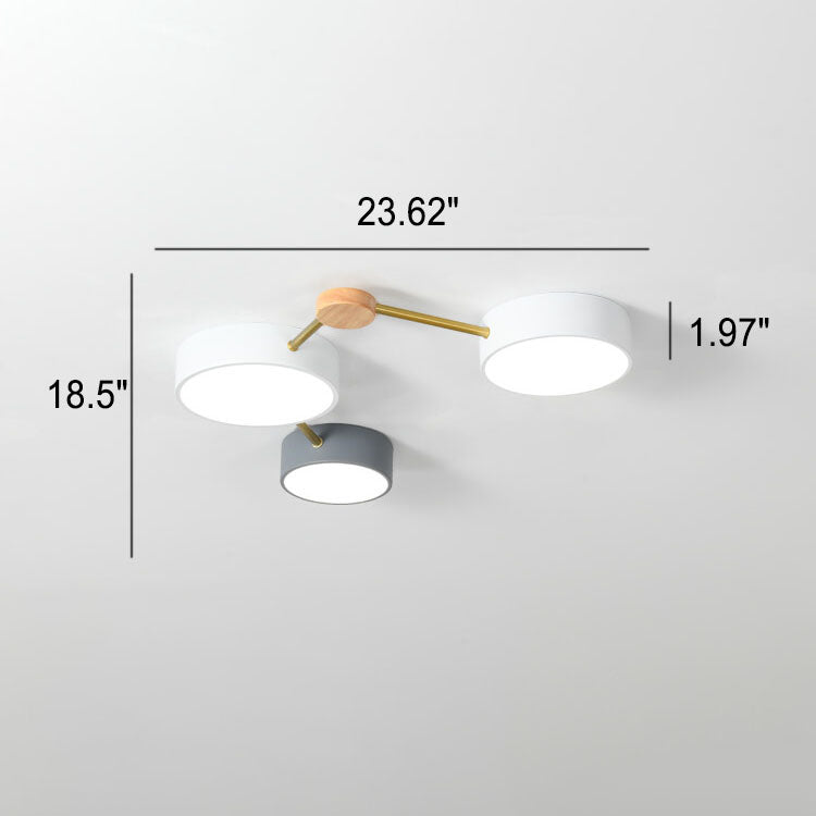 Flush Mount Ceiling Light Iron Solid Wood Acrylic 36W 23.6 in Gray Modern Hallway Living Room Bedroom Lighting | Thomler