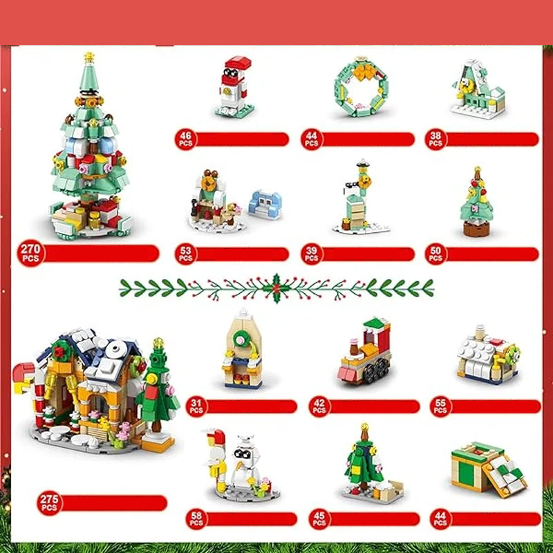 Holiday Countdown Building Block Advent Calendar for Kids 24 Days Creative Construction Surprise Set Daily Holiday Model Activity STEM | Thomler