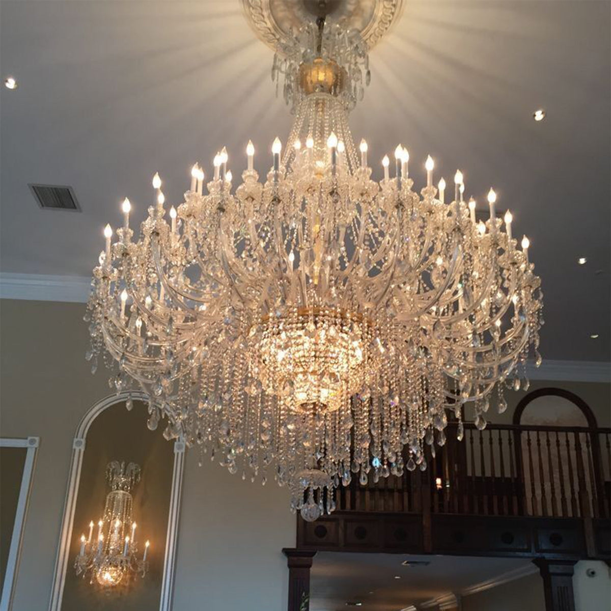 Grand Tiered Crystal Chandelier 35-90 Bulbs Dimmable LED Foyer Statement Lighting for High Ceilings Entryway Staircase Hotel Lobby | Thomler