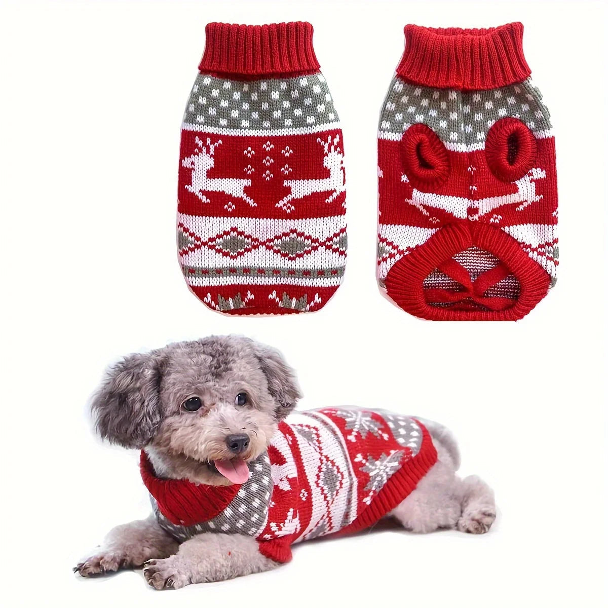 Holiday Pet Pullover — Festive Acrylic Knit for Dogs & Cats | Cozy Fit for Small & Medium Animals | Soft Breathable Design | Indoor | Thomler
