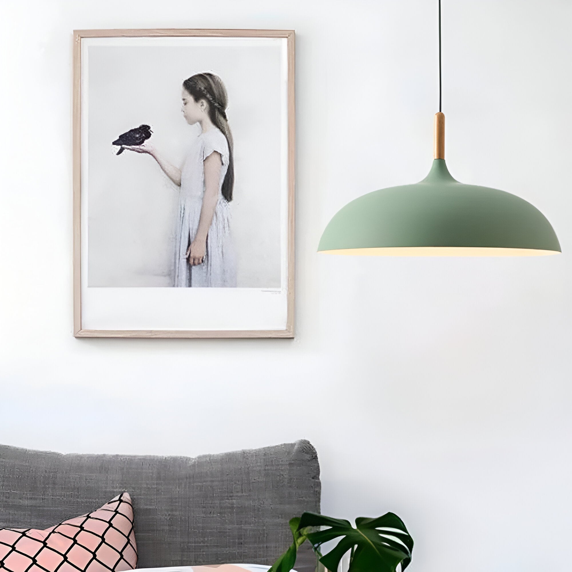 Pendant Light Wood Iron Shade Ø35.0–60.0 cm Dining Room Kitchen Island Japandi Scandinavian Hanging Ceiling Lamp E27 | Thomler