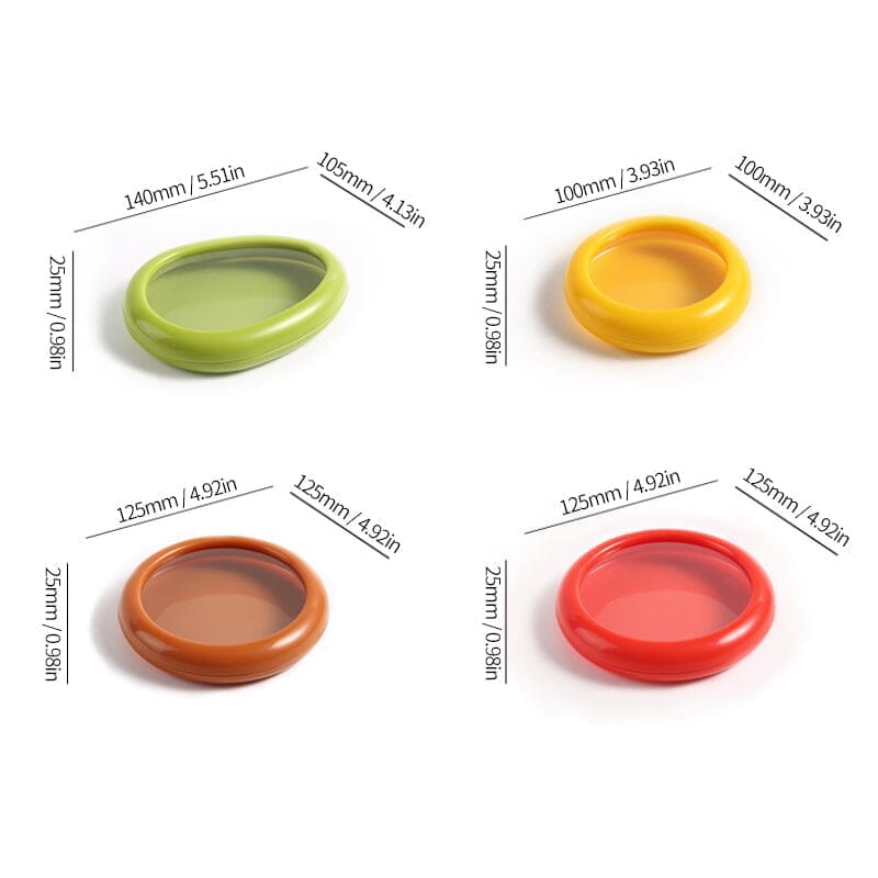 Stretch-Seal Half-Fruit Storage Containers with Snap-On Lids, Set of 4 Nesting Bins for Avocado Lemon Onion Tomato, BPA-Free Fresh Keeper | Thomler