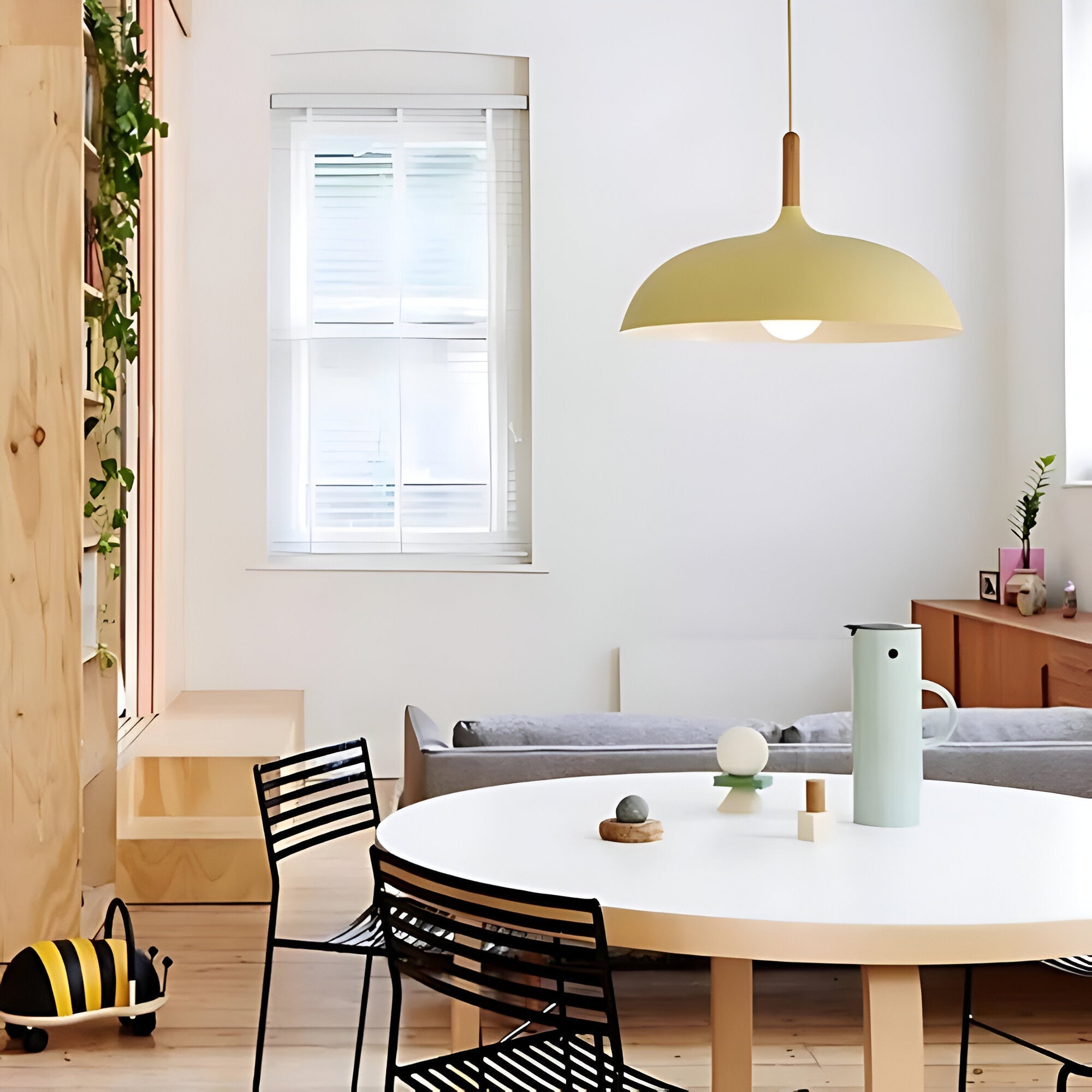 Pendant Light Wood Iron Shade Ø35.0–60.0 cm Dining Room Kitchen Island Japandi Scandinavian Hanging Ceiling Lamp E27 | Thomler