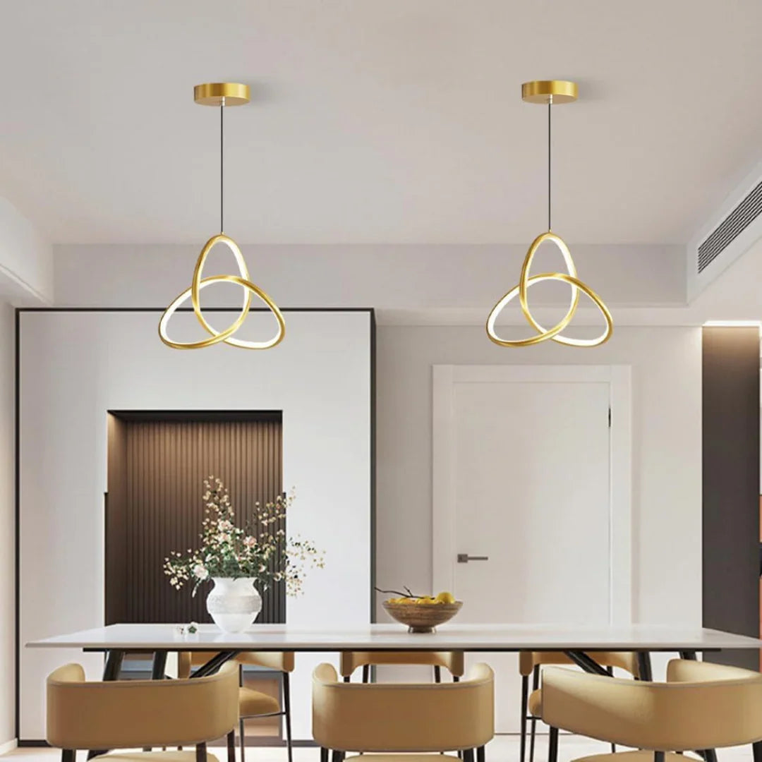 Geometric LED Pendant Light | Adjustable Color Temperature | Modern Aluminum & Acrylic Ceiling Fixture for Dining Room, Kitchen & Living | Thomler