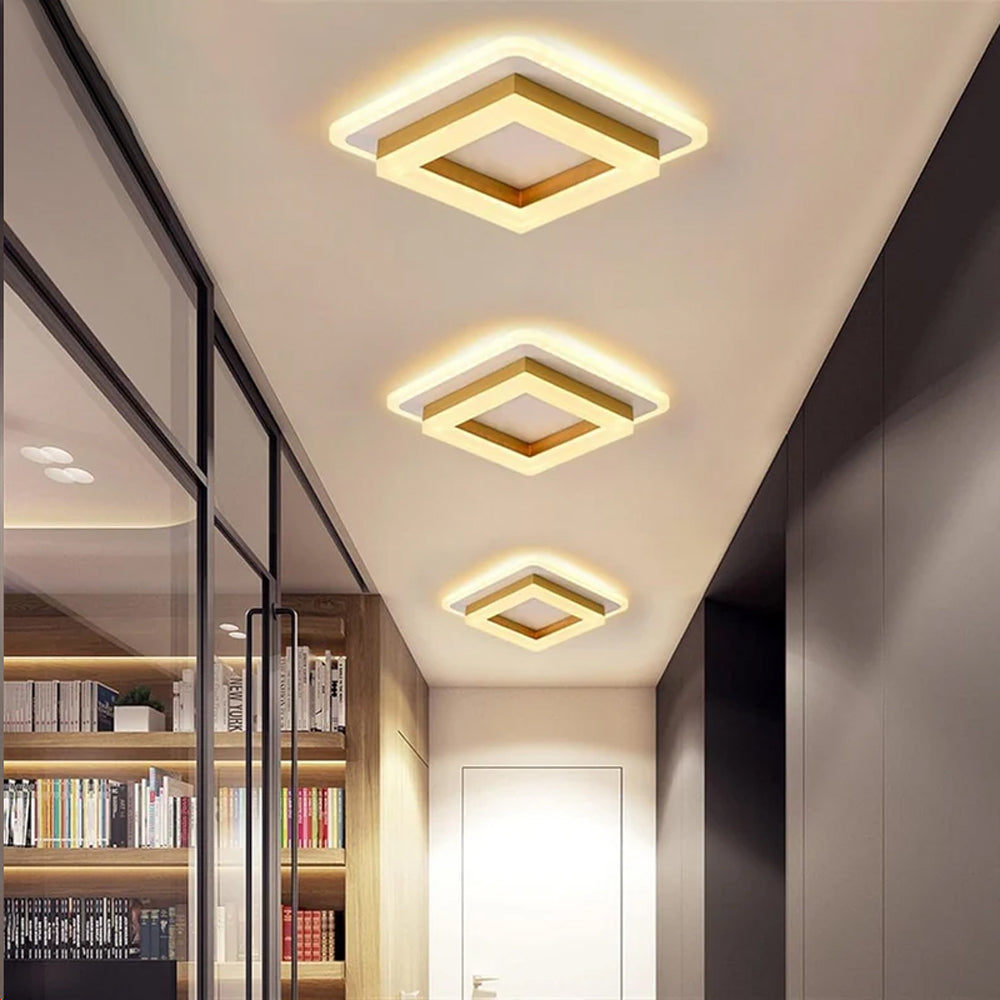 Ceiling Light LED Square 1920 Lumen Black White Bedroom Hallway Living Room Modern Geometric Lighting Fixture | Thomler