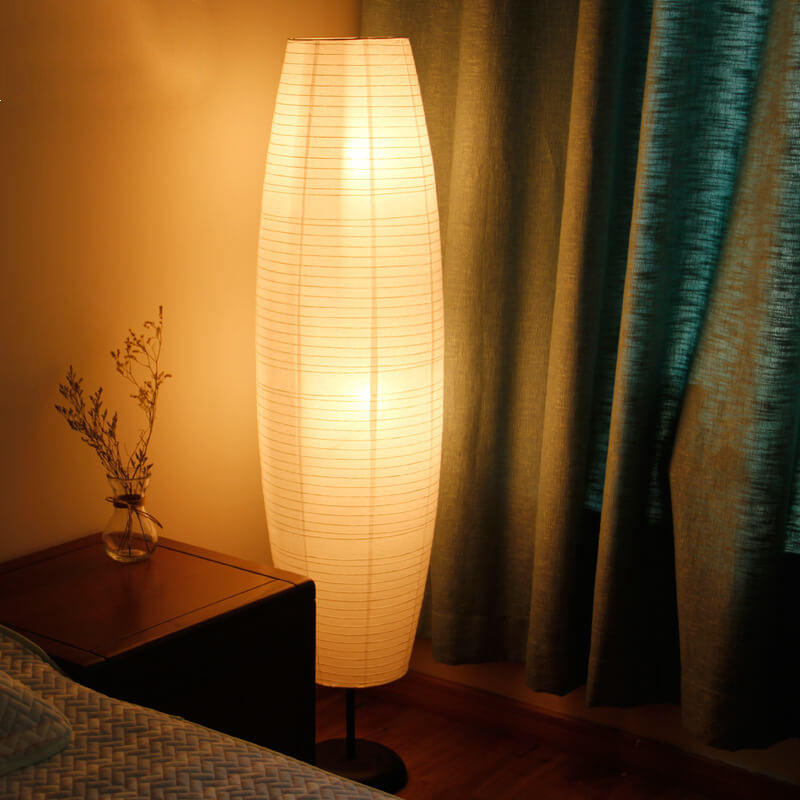 Floor Lamp Paper Shade 53.9 in Two Light White Black Bedroom Living Room Modern Standing Lighting | Thomler