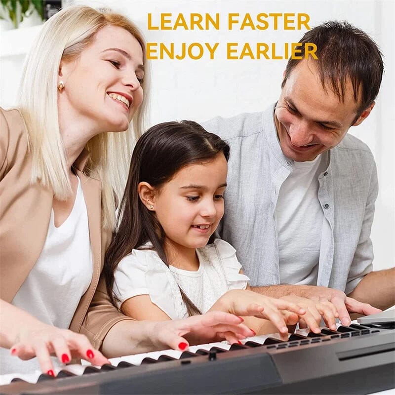 Removable Silicone Piano Key Note Labels for 88-Key Keyboards | Beginner Learning Aid with Staff Notation | Quick-Install Teaching Guide for Grand, Up