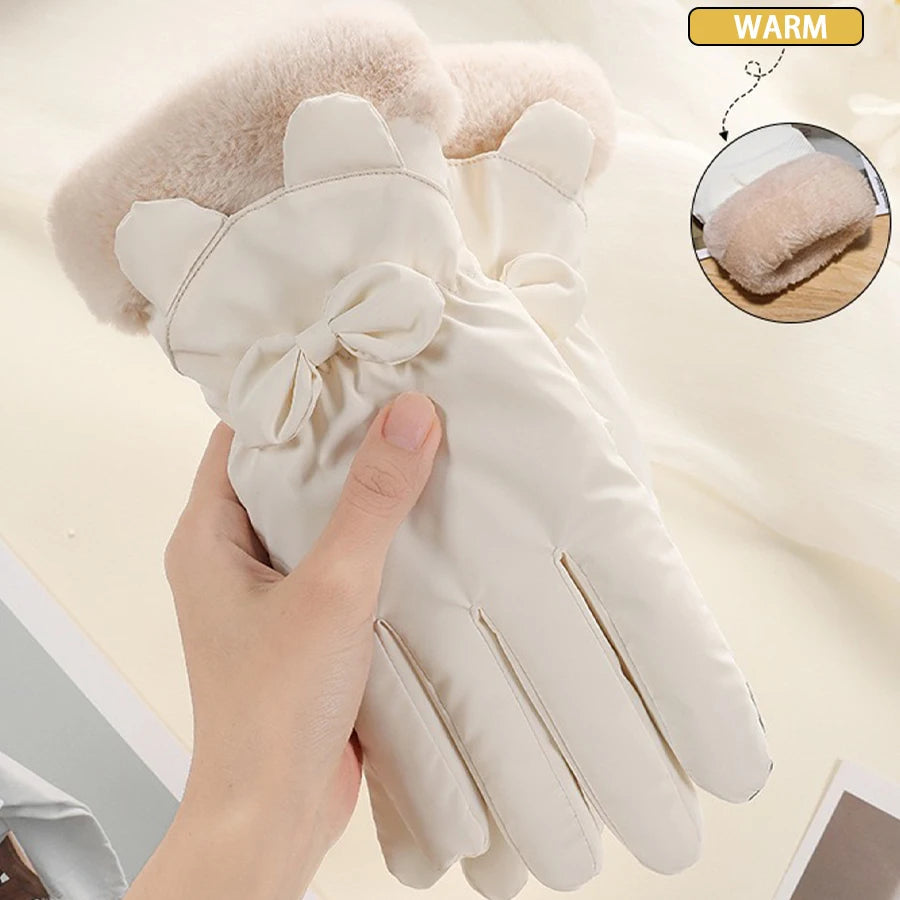 Insulated Touchscreen-Compatible Gloves for Women – Waterproof & Bow Detail | Thomler