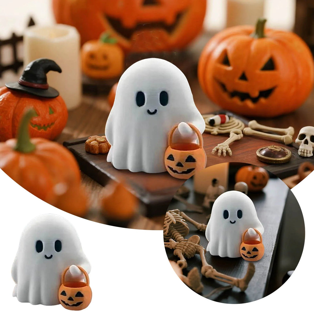 Miniature Resin Phantom Trio Desktop Figurines for Autumn Display & October Festivities | Thomler