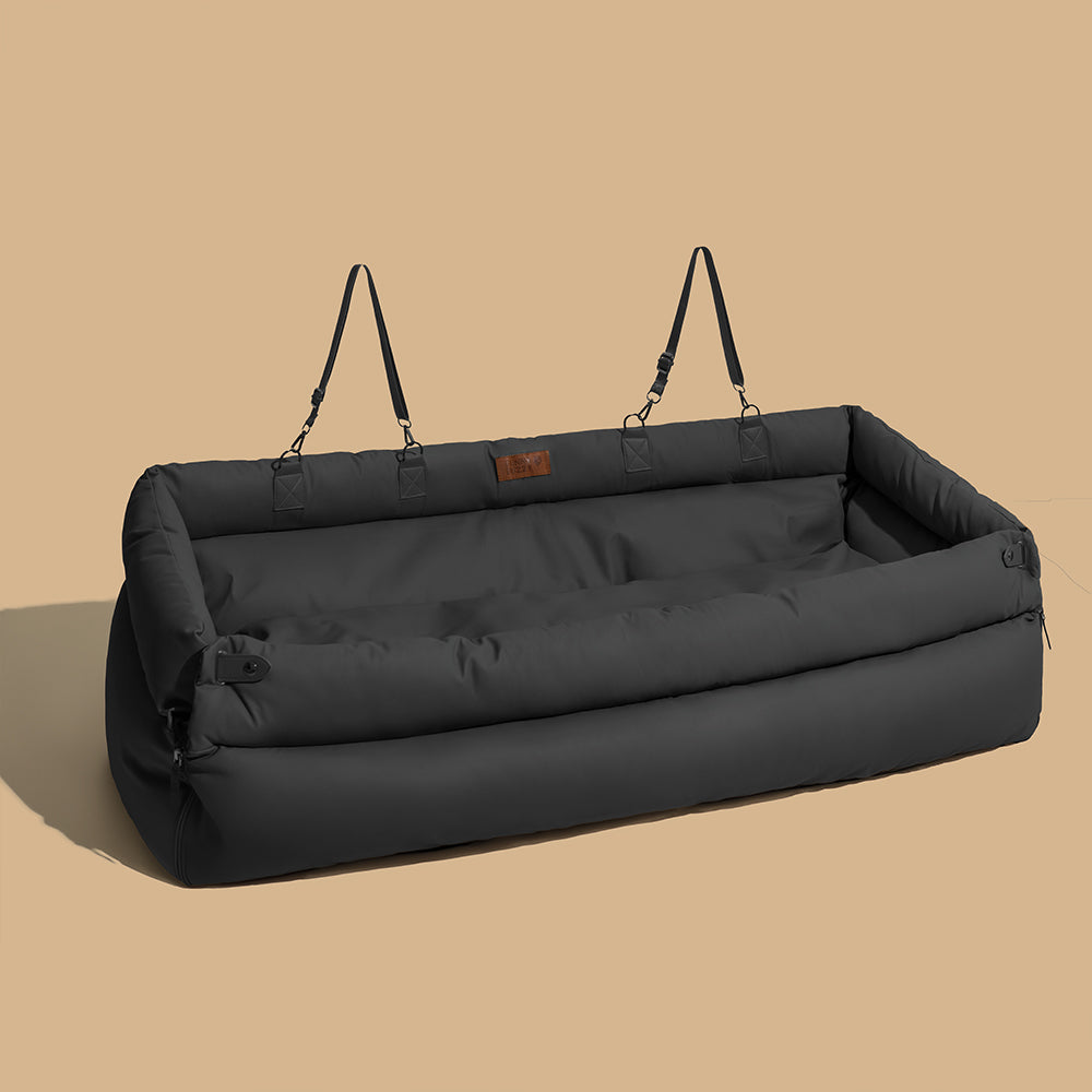 Pet Car Booster Seat Elevated Travel Bed for Small Dogs Cats Padded Safety Cushion with Leash Attachment Waterproof Faux Leather for | Thomler