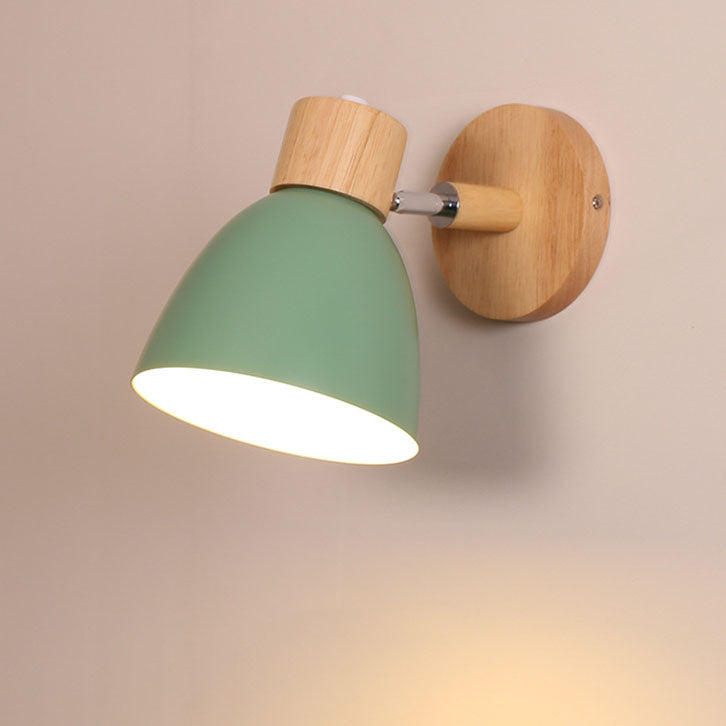 Wall Lamp Iron Wood 5.9 in Modern Bedroom Bedside Lighting Fixture E26 Hardwired Living Room Study Light | Thomler