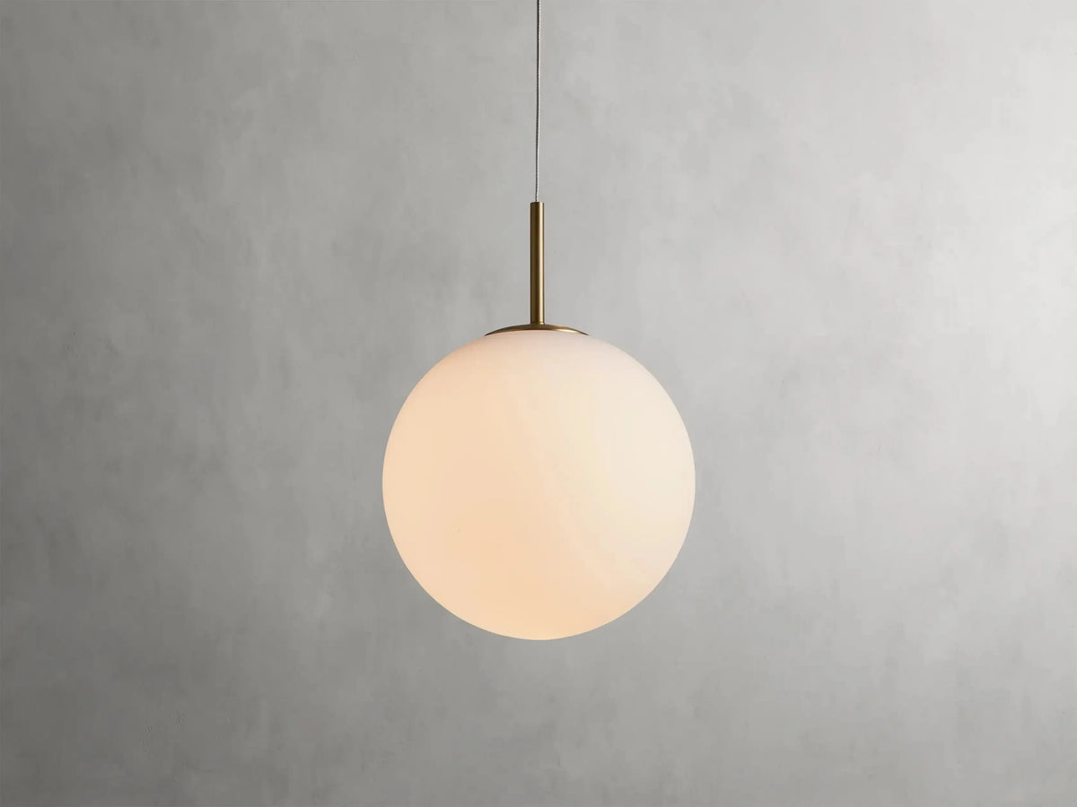 Handblown Glass Globe Pendant Light with Brushed Brass Finish and Integrated LED for Kitchen Island, Dining Room, Entryway, and Bedroom | Thomler