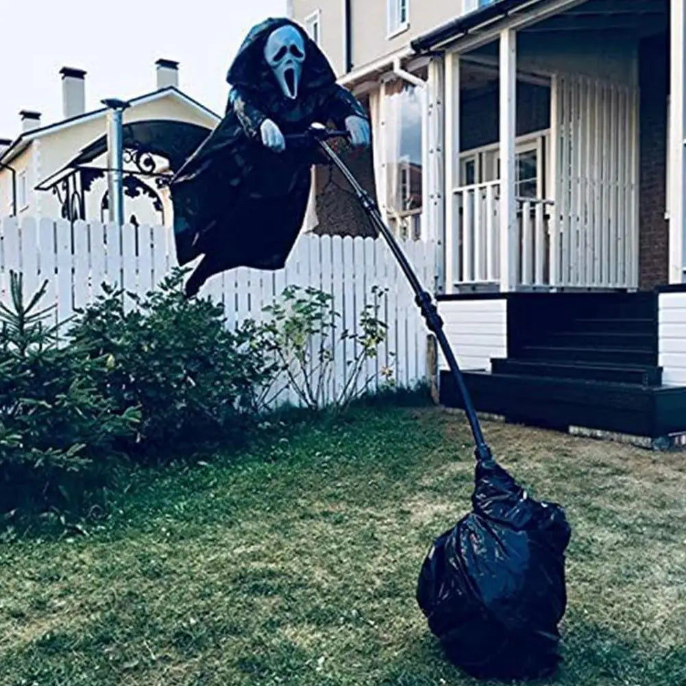 Life-Size Reaper Figure Outdoor Yard Halloween Prop with Hood & Skeleton Face | Thomler