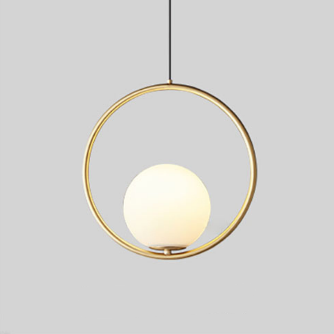 Glass Pendant Light with Metal Frame for Kitchen Island Dining Room Contemporary Ceiling Fixture Modern Hanging Lamp | Thomler