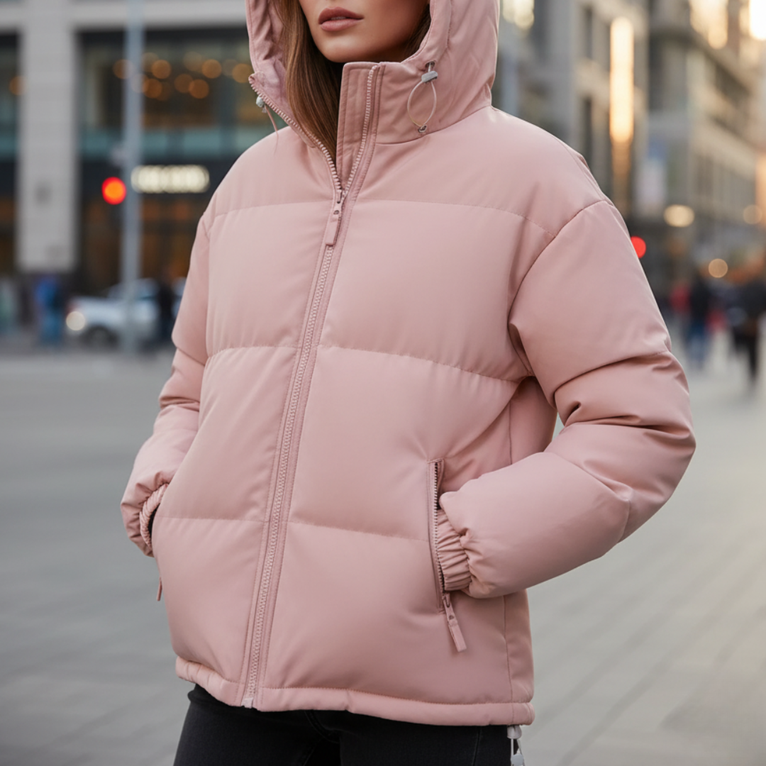 Hooded Puffer Jacket for Women – Water-Resistant Quilted Winter Coat with Side Pockets for Everyday Wear, Travel & Outdoor Activities | Thomler