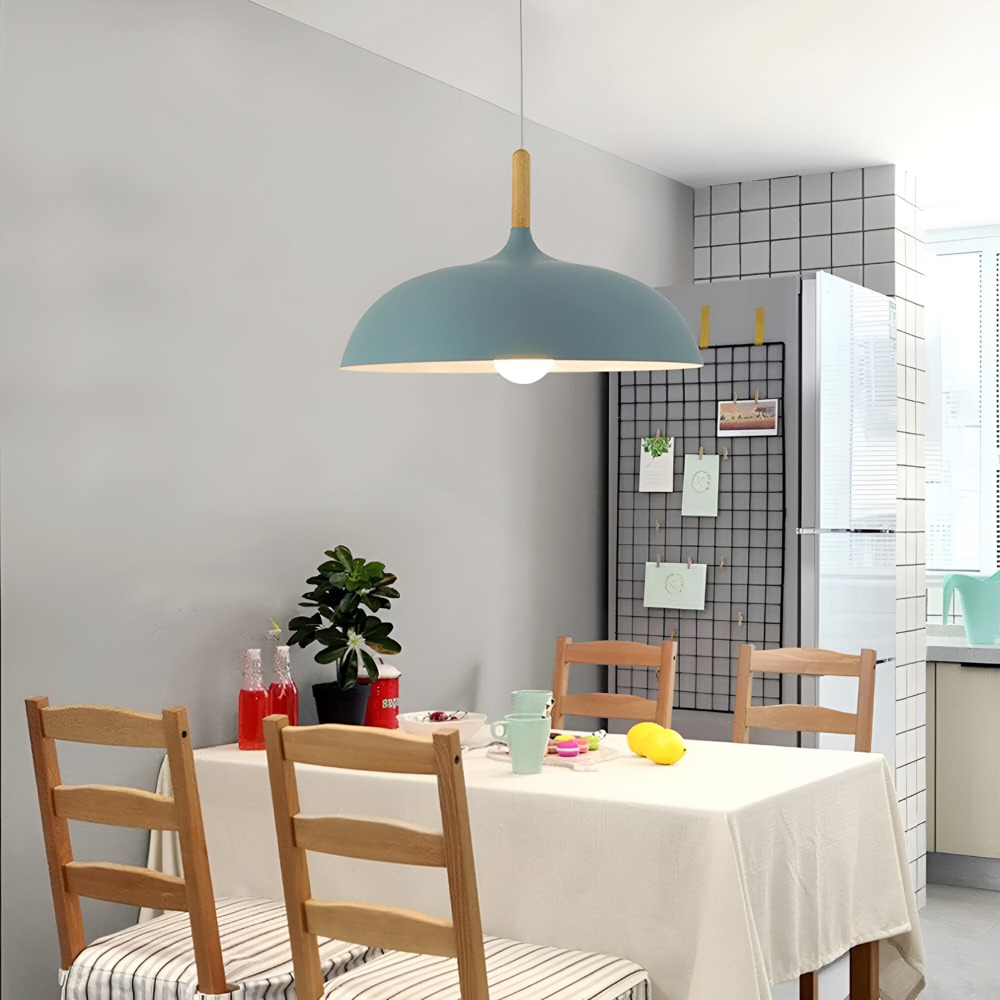 Pendant Light Wood Iron Shade Ø35.0–60.0 cm Dining Room Kitchen Island Japandi Scandinavian Hanging Ceiling Lamp E27 | Thomler