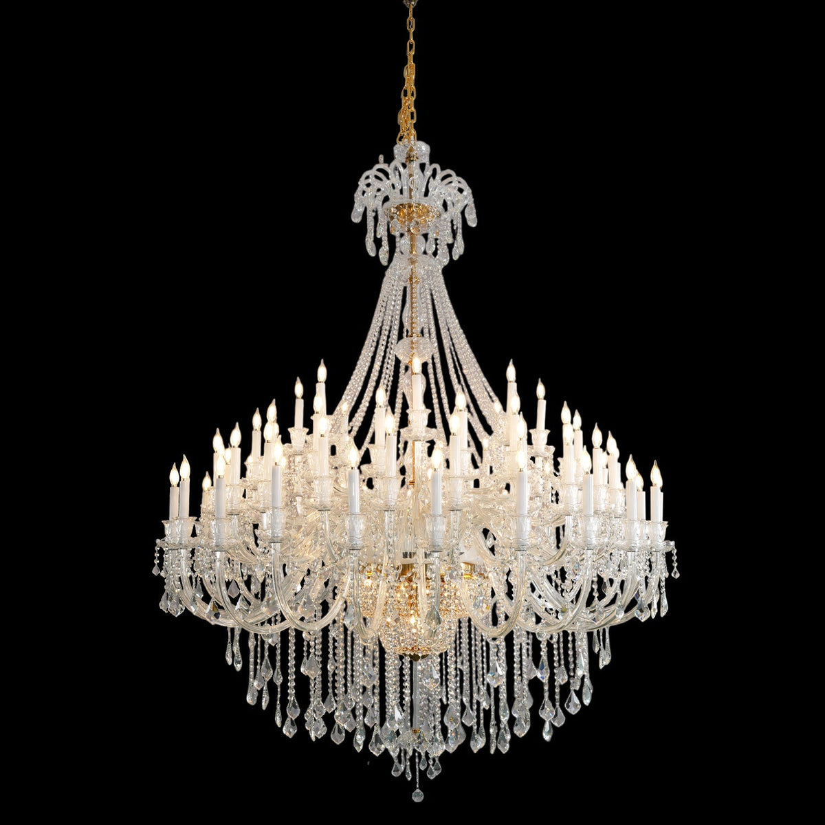 Grand Tiered Crystal Chandelier 35-90 Bulbs Dimmable LED Foyer Statement Lighting for High Ceilings Entryway Staircase Hotel Lobby | Thomler