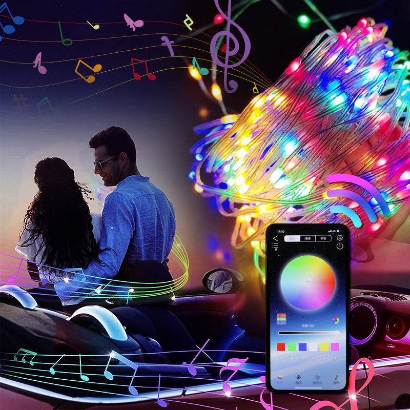 Color-Changing LED String Lights with Remote Control & Music Sync Mode for Indoor & Outdoor Use | Thomler