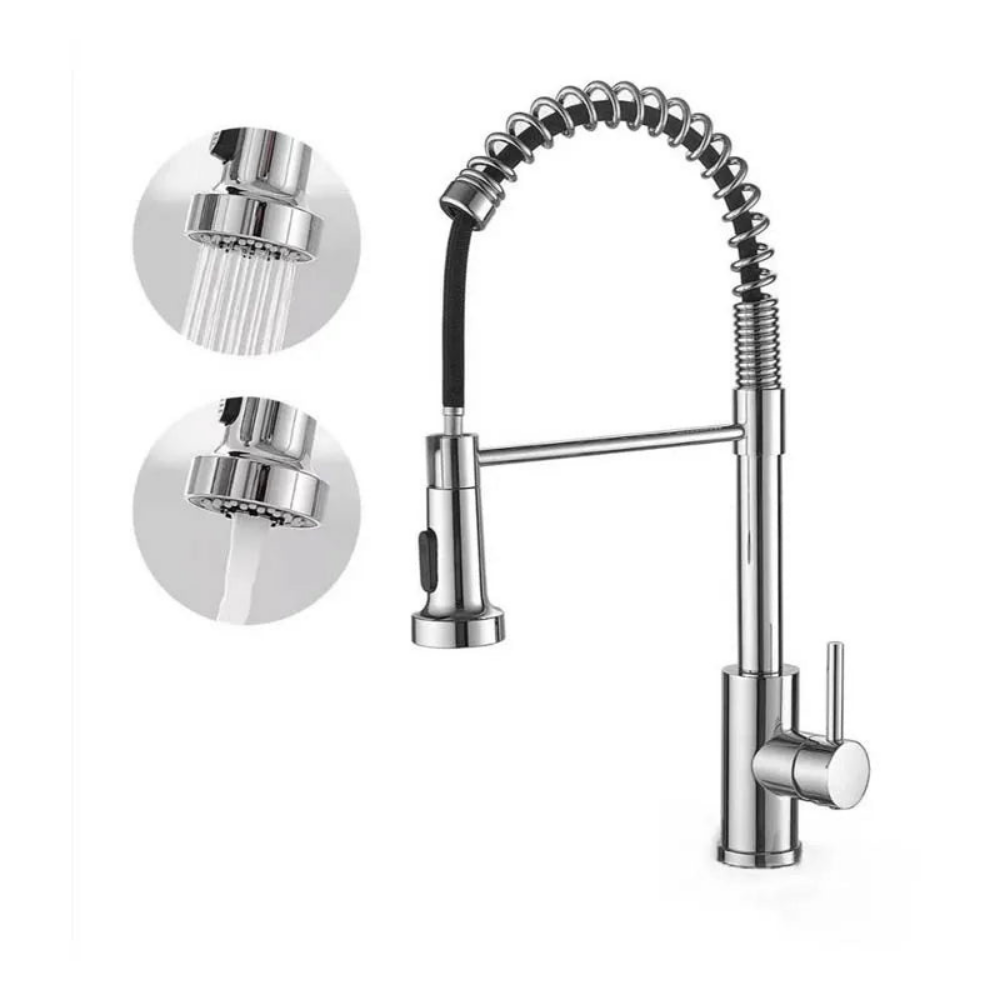Swivel-Head Pull-Out Spray Sink Faucet – Hot & Cold Mixer Tap for Kitchen Countertop Installation – Chrome, Gold, Black & Brushed Finishes | Thomler