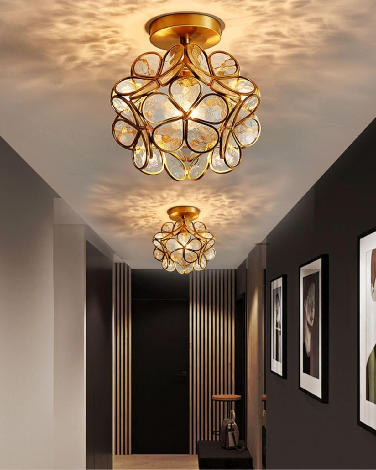 Ceiling Lamp Acrylic 20.0 cm (7.9") Gold Hallway Bedroom LED Floral Flush Mount Light Fixture | Thomler