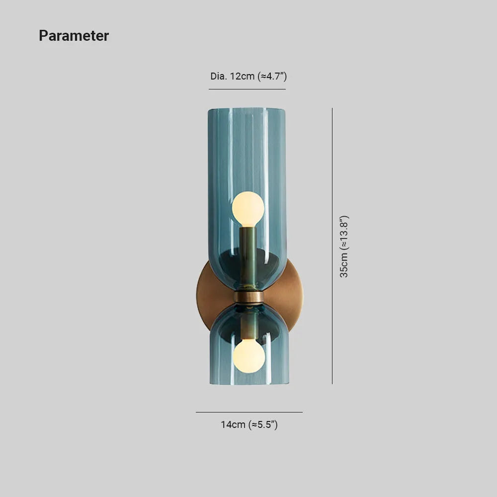 Twin-Bulb Cylinder Glass Wall Sconce for Dining Room, Bar & Bedroom | Hardwire Mount | Thomler