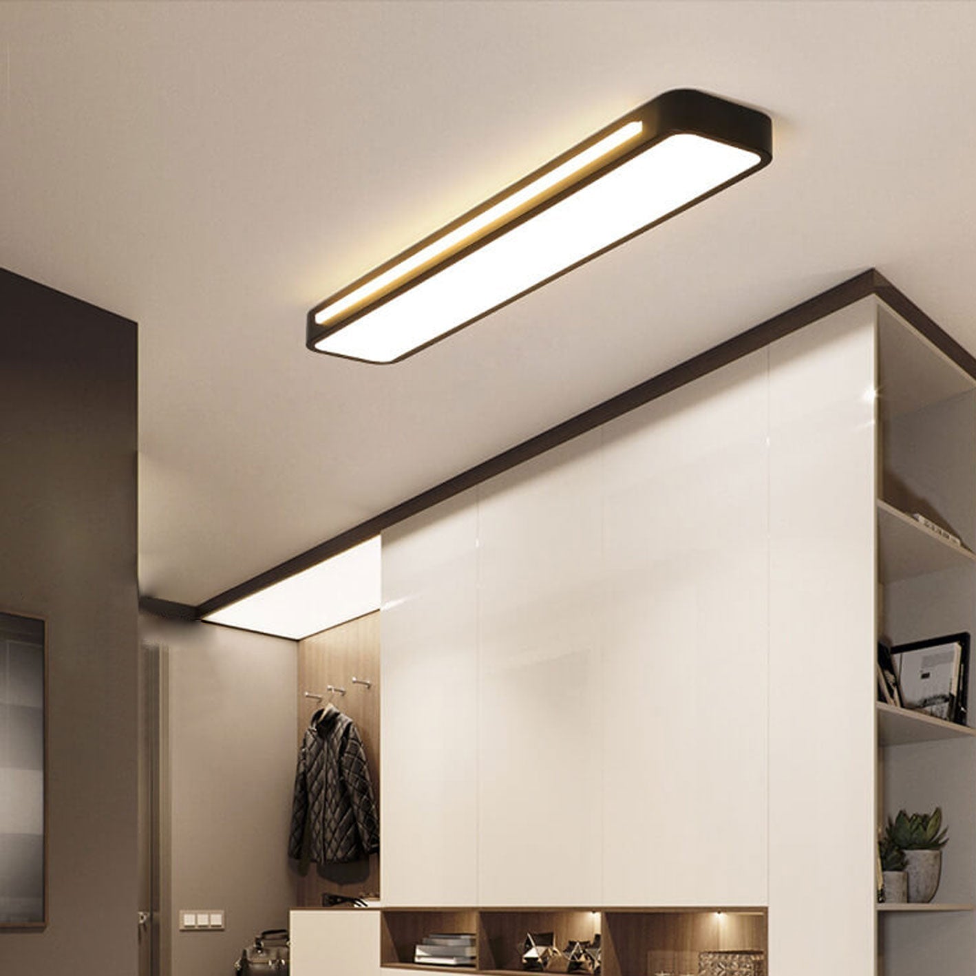 Sleek Rectangular LED Ceiling Light Fixture — Modern Acrylic Flush Mount for Bedroom, Hallway & Living Room | Thomler