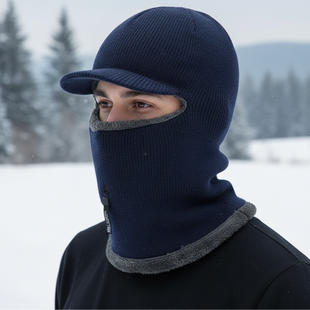 Knit Winter Balaclava with Fleece Lining & Zip Shield for Cycling, Skiing & Outdoor Cold Weather | Thomler