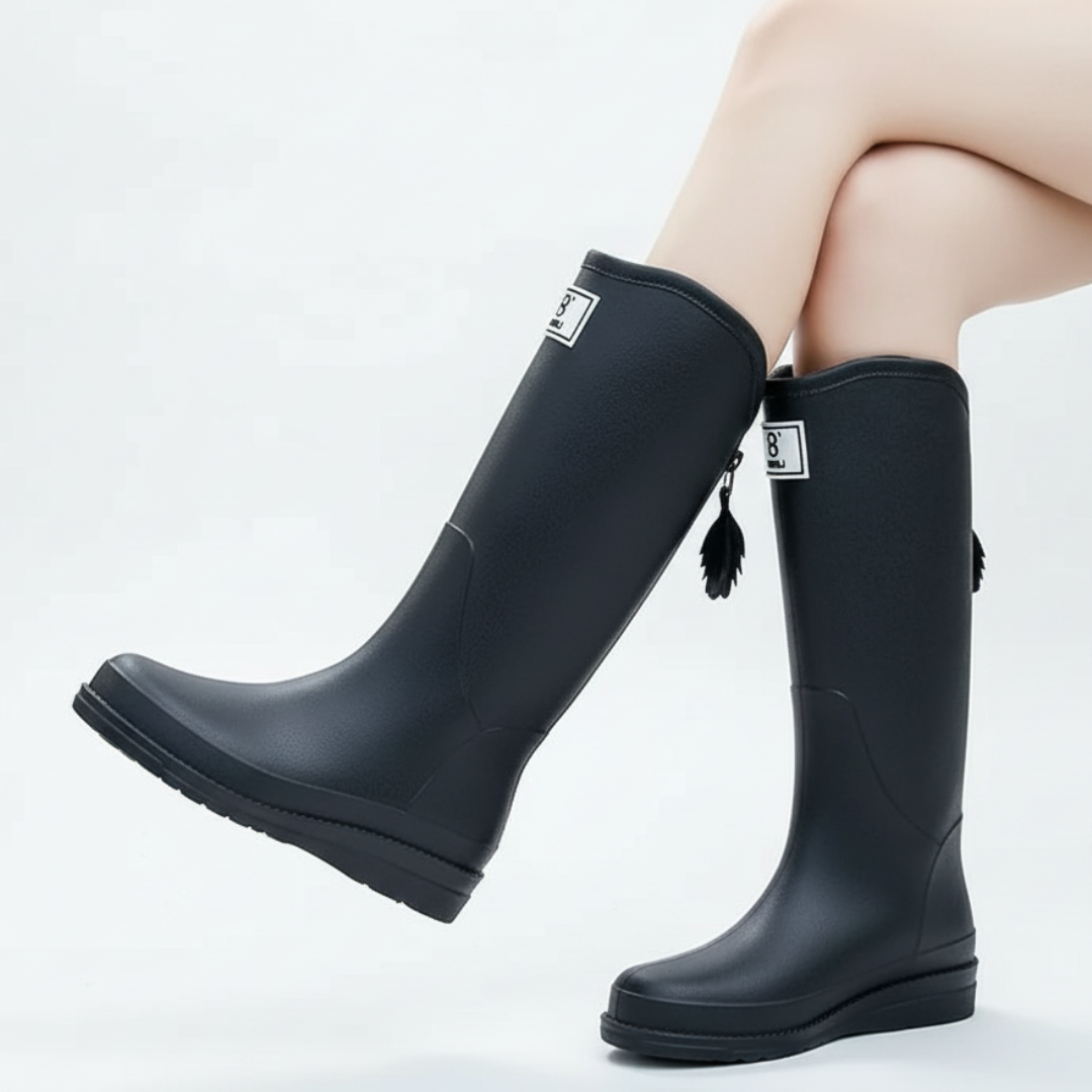 Women's Waterproof Rain Boots Mid-Calf – Slip-On PVC Wellington Boots for Wet Weather, Mud & Garden | Thomler