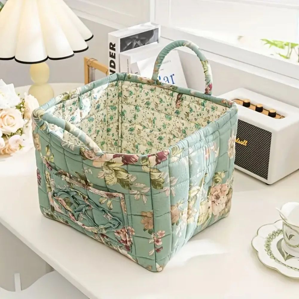 Fabric Storage Bin with Botanical Print – Collapsible Organizer for Closet, Shelf & Dresser – Lightweight Canvas Cube for Shoes, Linens & | Thomler