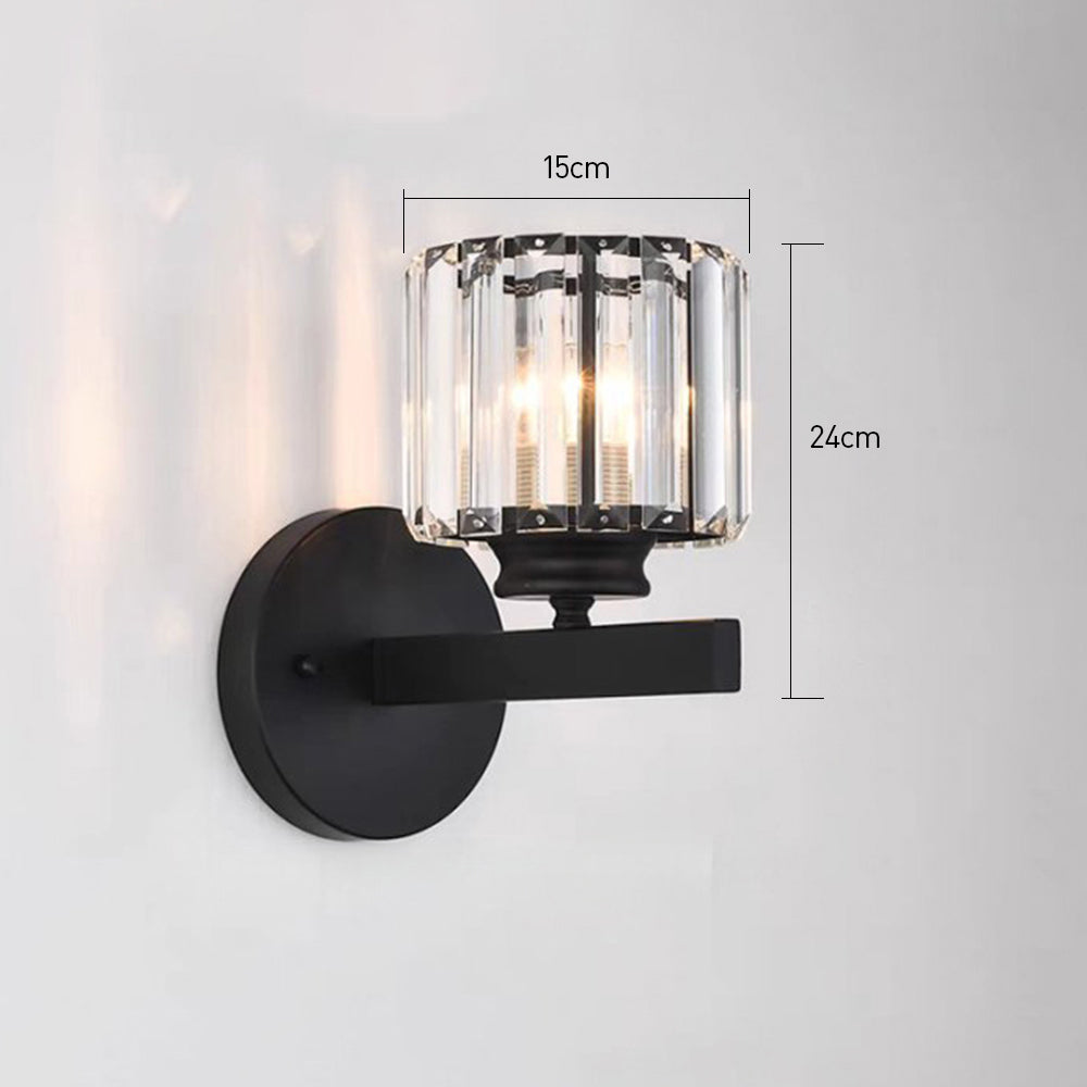 Wall Lamp Glass Metal 24.0 cm Black Bedroom Hallway Living Room Accent Lighting Fixture | Thomler