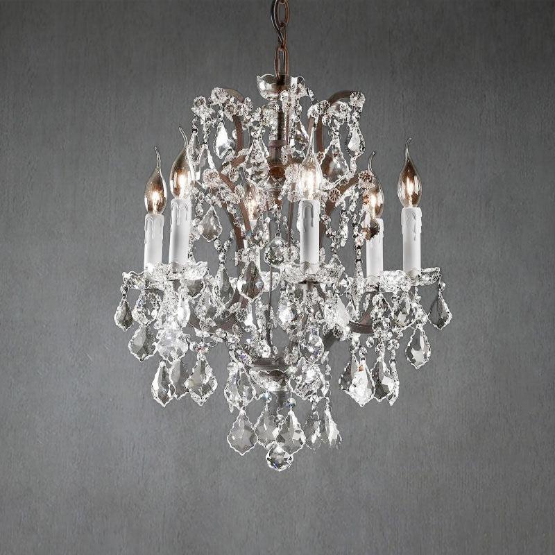 Crystal Glass Chandelier 18 Inch Round Metal Frame 6-Light Hanging Fixture for Dining Room Living Room Entryway Foyer Bedroom Adjustable | Thomler