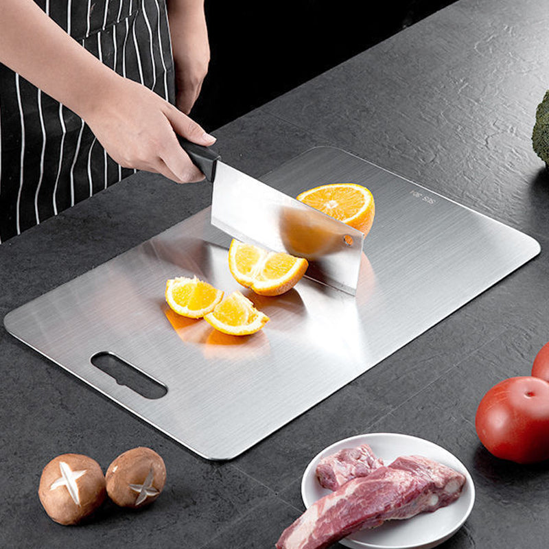 Dual-Surface Stainless Steel Cutting Board for Kitchen Food Prep & Meal Safety | Rust-Resistant Chopping Board for Meat, Vegetables, Bread | Thomler