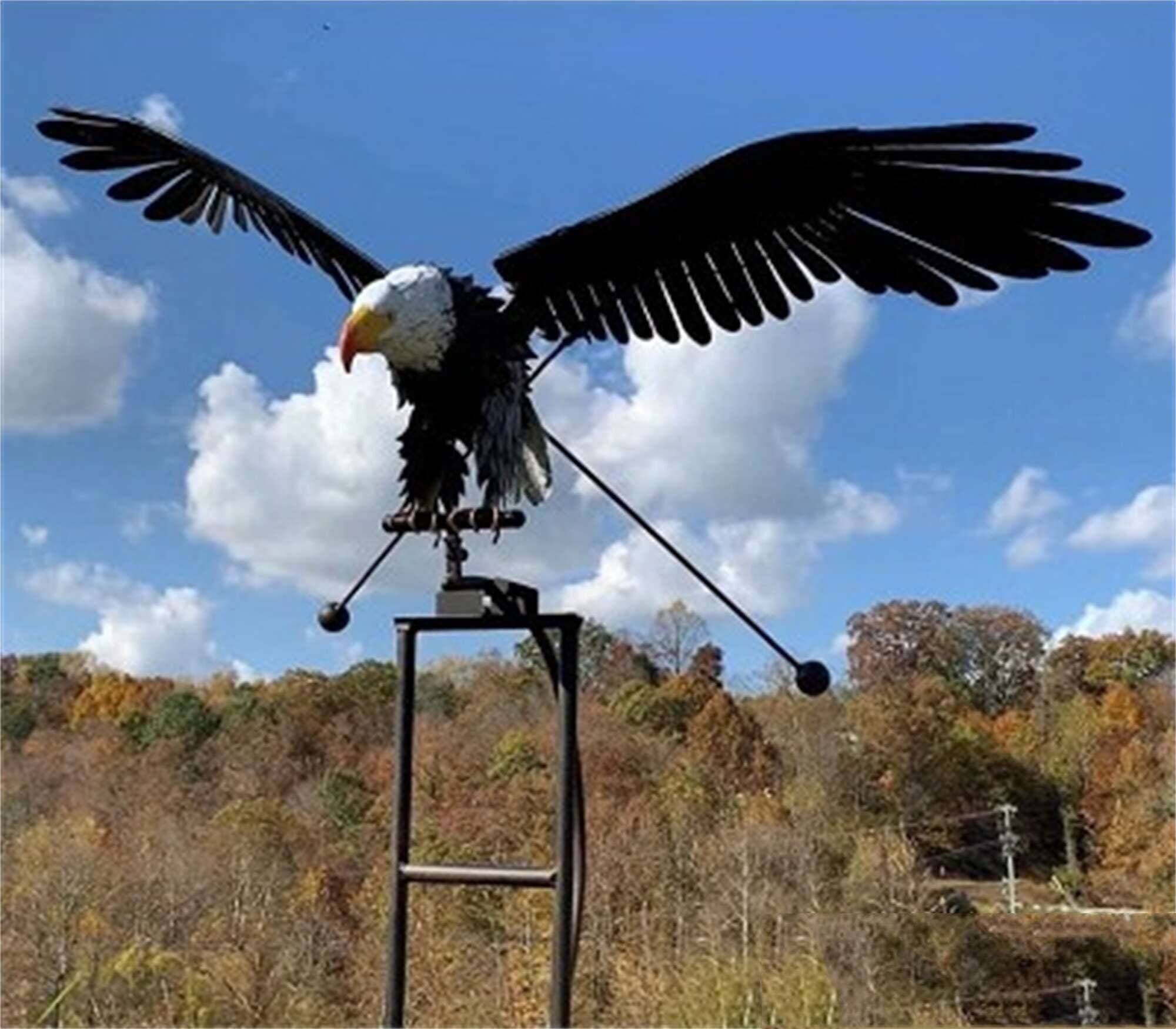 Metal Spinning Garden Wind Spinner Sculpture for Yard Outdoor Lawn Ornament Kinetic Windmill Decor Bird Eagle Owl Patio Balcony Decorative | Thomler
