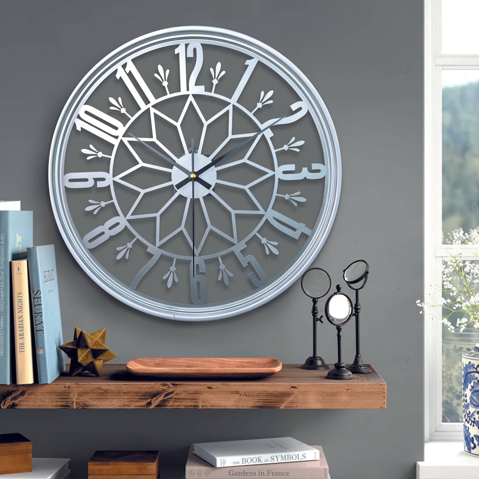 Retro Metal Wall Clock Silent Quartz Movement Industrial Home Office Decor No Ticking Quiet Battery Operated Vintage Handcrafted Look Living | Thomler