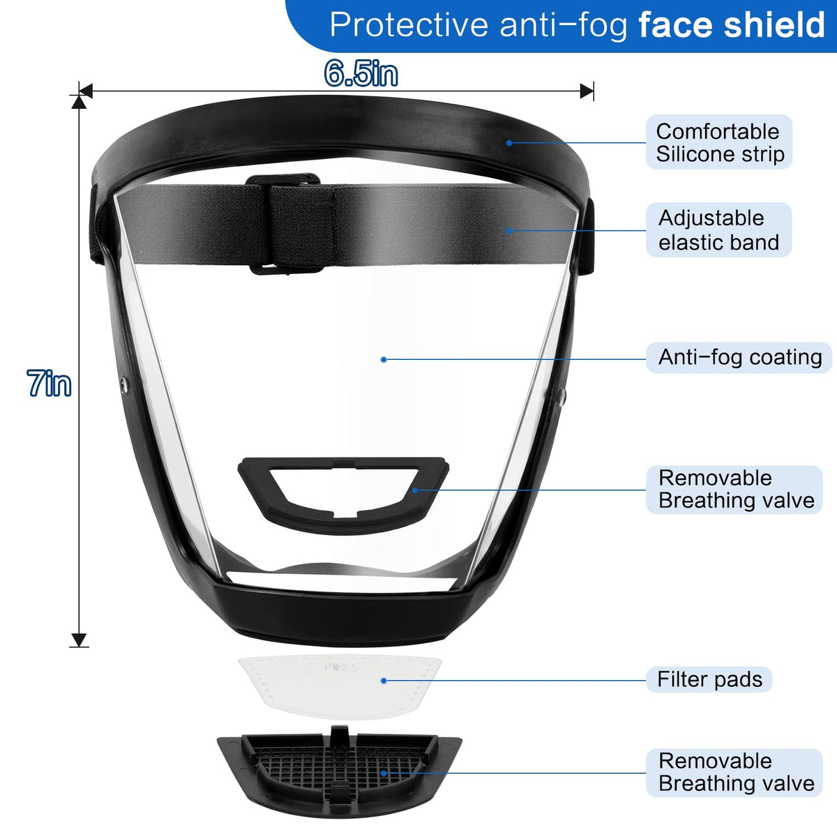 Clear Vision Safety Face Shield Anti-Fog Full Face Protection Visor for Woodworking DIY Construction Workshop Tasks Reusable Guard | Thomler