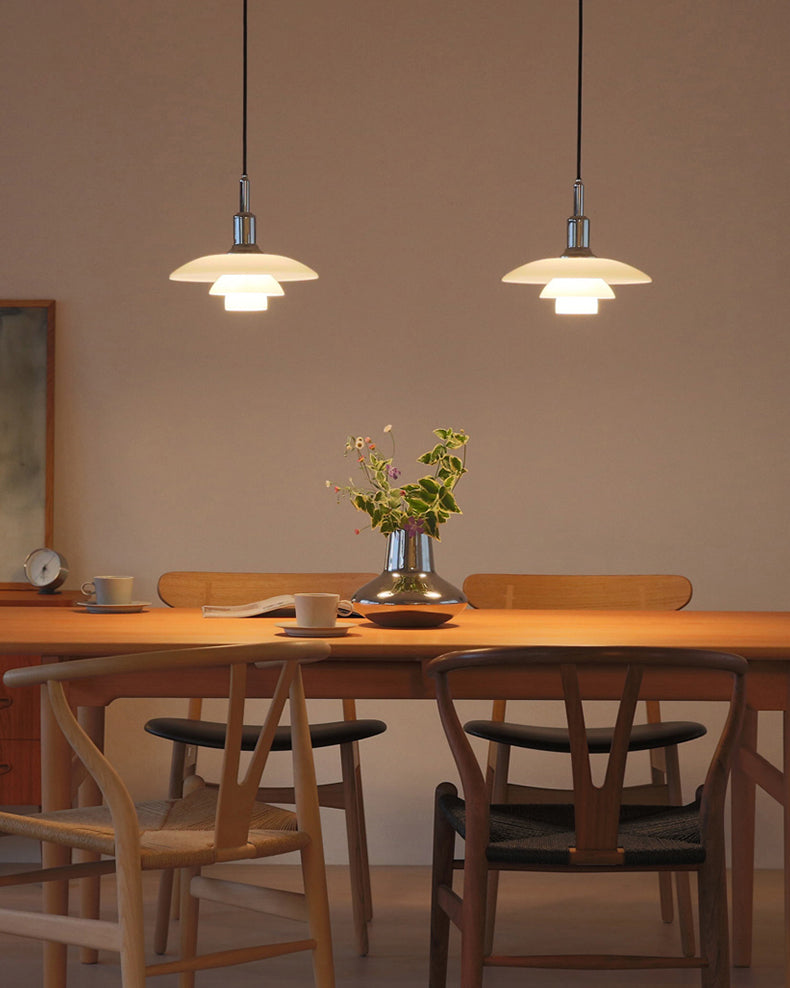Pendant Light Glass 28.0 cm White Dining Room Scandinavian Hanging Ceiling Lamp Adjustable Cord E27 Soft Ambient Lighting | Thomler