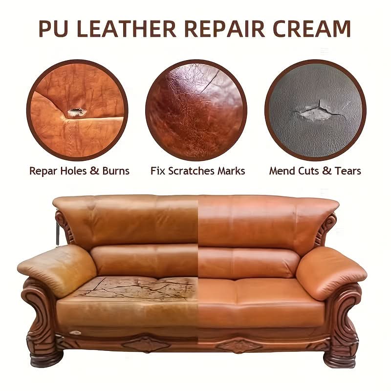 Leather & Vinyl Repair Kit for Couches, Car Interiors & Upholstery – 12 Color Options for Furniture Touch-Ups | Thomler