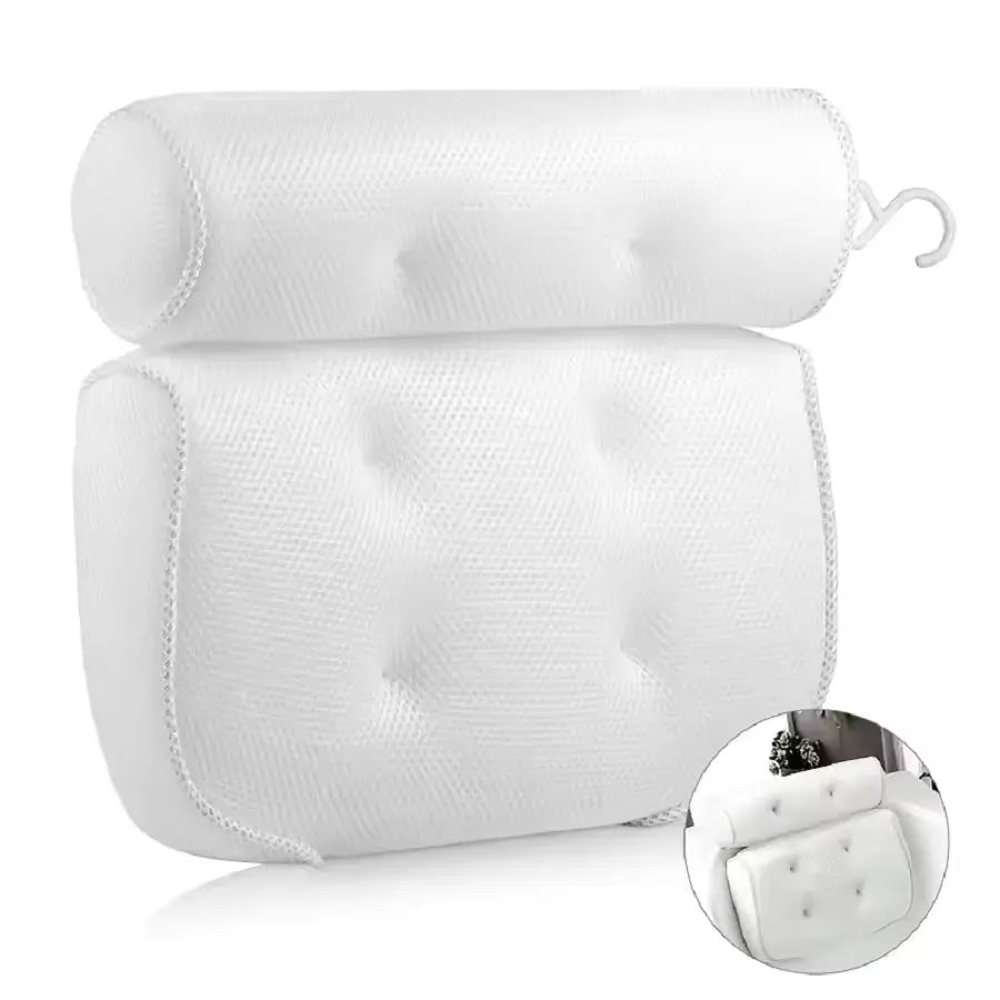 Cushioned Bath Pillow with Suction Cups for Bathtubs, Hot Tubs & Spas – Waterproof Padded Headrest for Neck & Back Support | Thomler